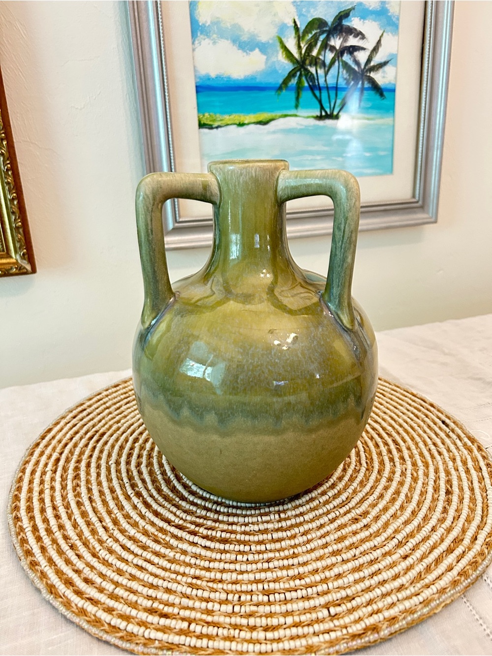 Olive Green Studio Pottery Vase